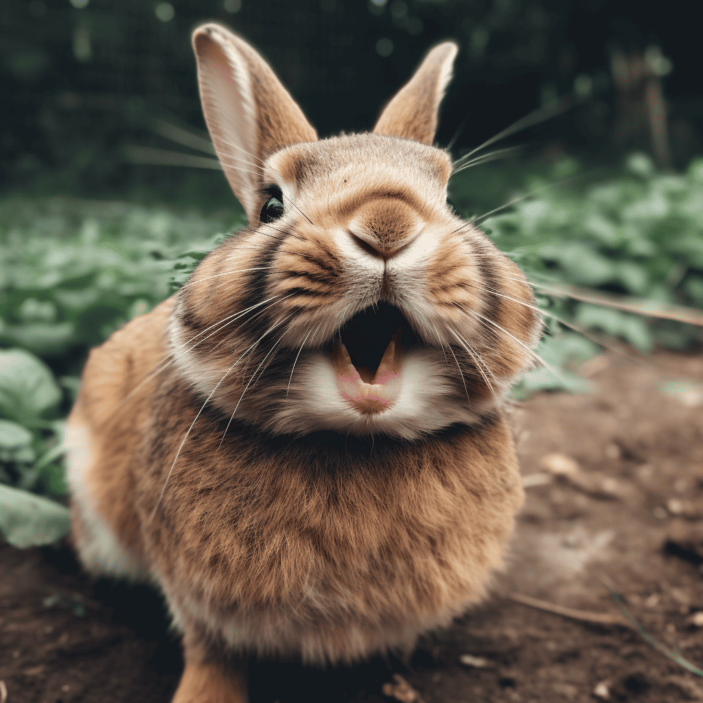 a rabbit smiling